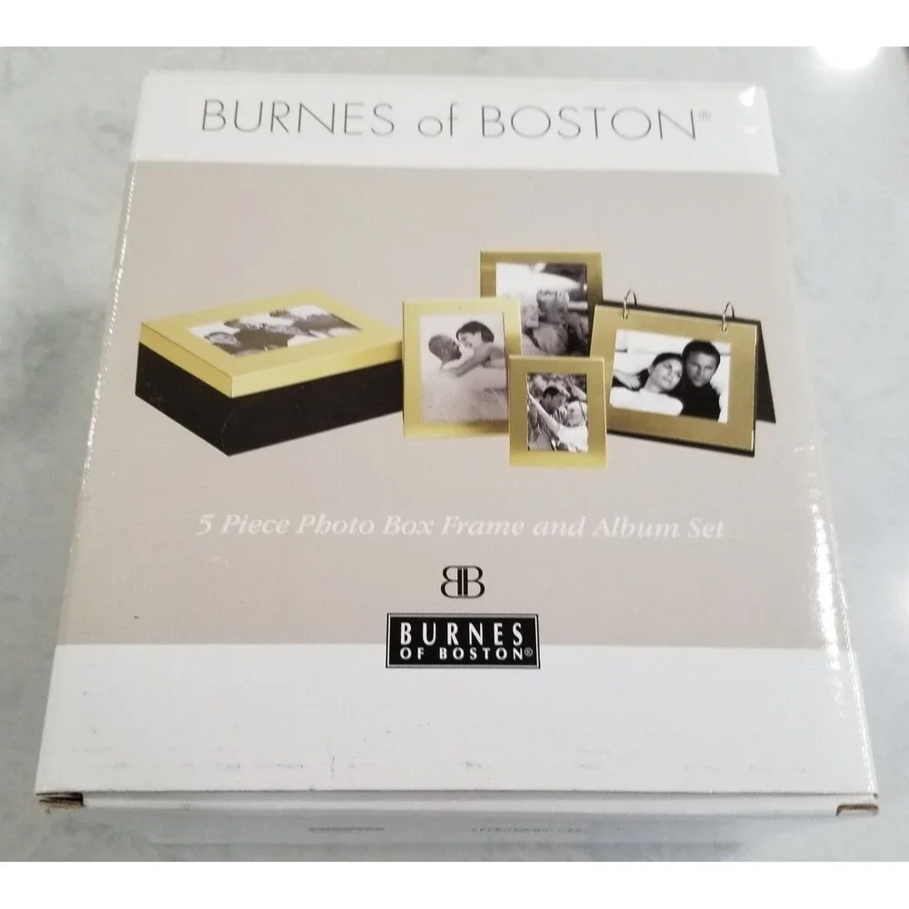 Burnes of Boston 4 piece photo box frame and album set new open box READ